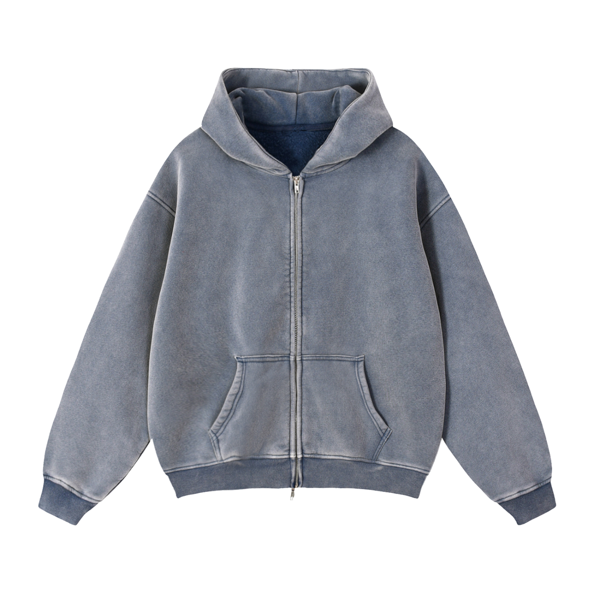 Men's Zip-Through Boxy Fleece Hoodie