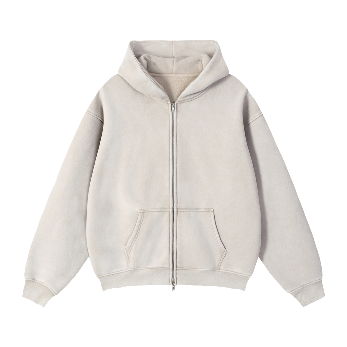 Men's Zip-Through Boxy Fleece Hoodie